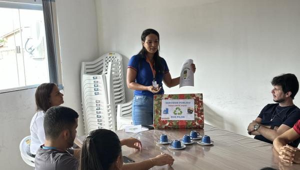 Prefeitura de Goianorte, por meio da Secretaria Municipal de Meio Ambiente, Agricultura e Pecuária promove ação de conscientização para servidores públicos sobre o descarte correto de pilhas da Agenda Ambiental na Administração Pública (A3P) . 